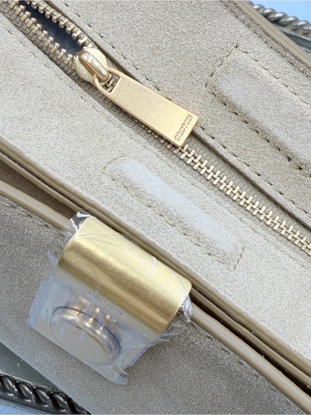 🆕 OROTON 🧿 NWT Mille Suede Baguette, Caper Light Tan - Picture 14 of 16